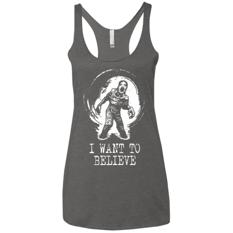 T-Shirts Premium Heather / X-Small Believe in Flukeman Women's Triblend Racerback Tank