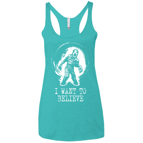 T-Shirts Tahiti Blue / X-Small Believe in Flukeman Women's Triblend Racerback Tank