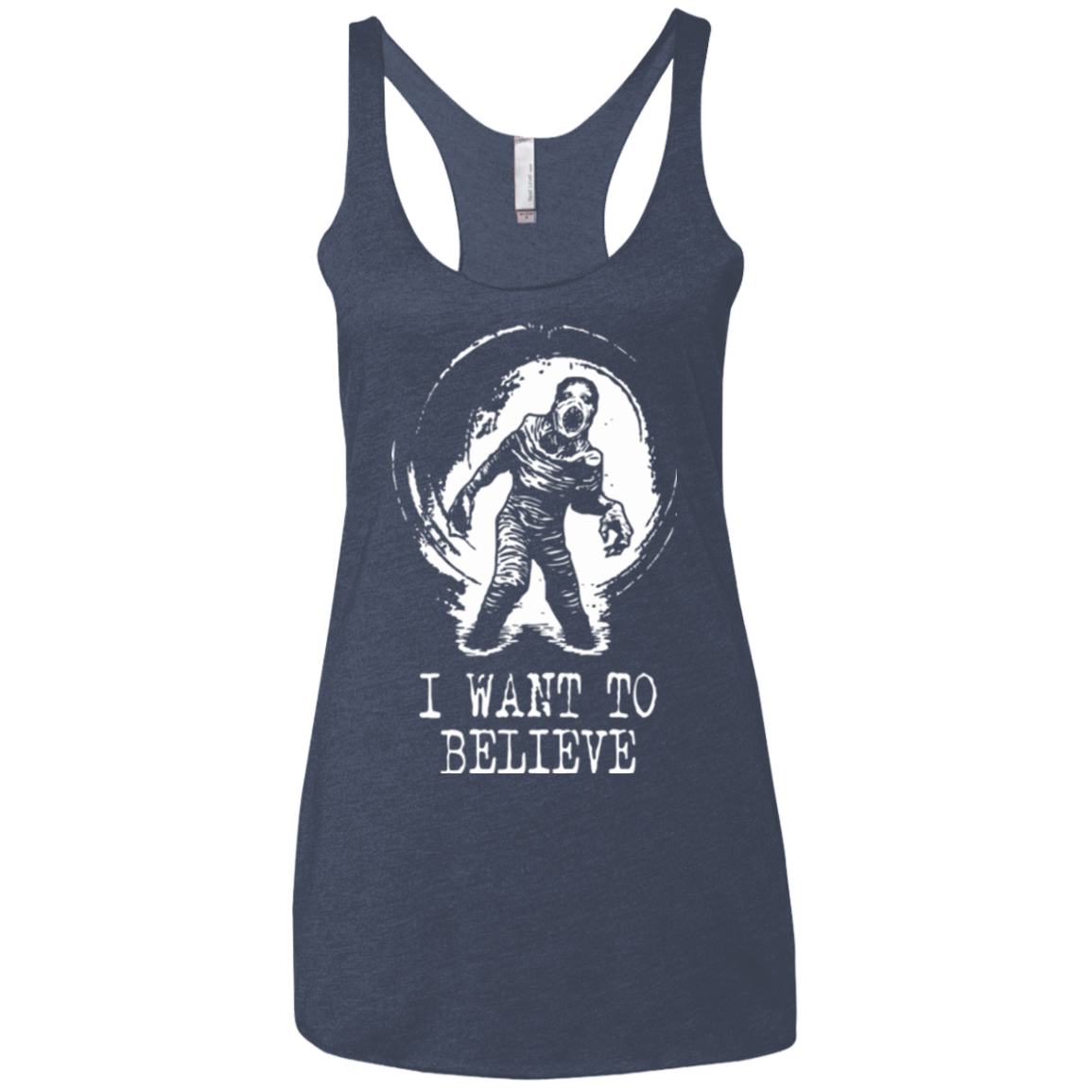 T-Shirts Vintage Navy / X-Small Believe in Flukeman Women's Triblend Racerback Tank