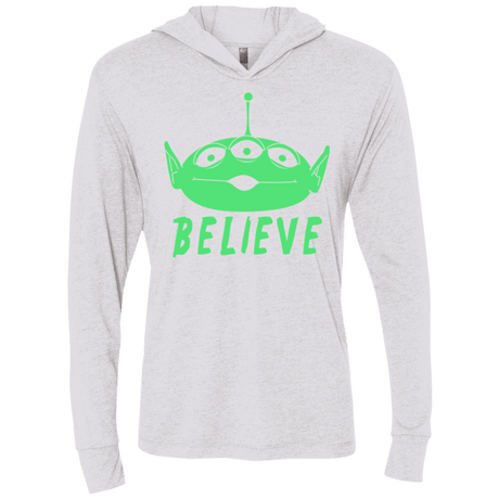 T-Shirts Heather White / X-Small Believe Triblend Long Sleeve Hoodie Tee