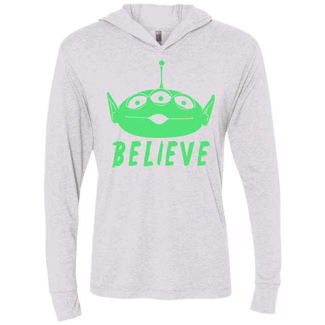 T-Shirts Heather White / X-Small Believe Triblend Long Sleeve Hoodie Tee