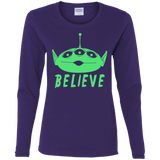 T-Shirts Purple / S Believe Women's Long Sleeve T-Shirt