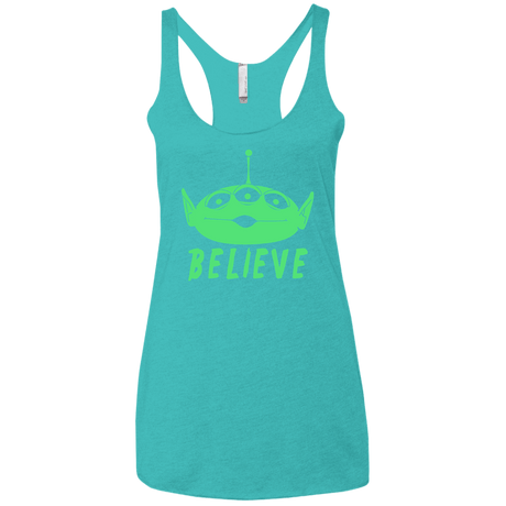 T-Shirts Tahiti Blue / X-Small Believe Women's Triblend Racerback Tank