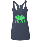 T-Shirts Vintage Navy / X-Small Believe Women's Triblend Racerback Tank