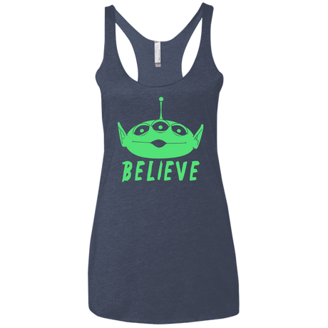 T-Shirts Vintage Navy / X-Small Believe Women's Triblend Racerback Tank