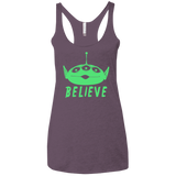 T-Shirts Vintage Purple / X-Small Believe Women's Triblend Racerback Tank