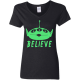 T-Shirts Black / S Believe Women's V-Neck T-Shirt