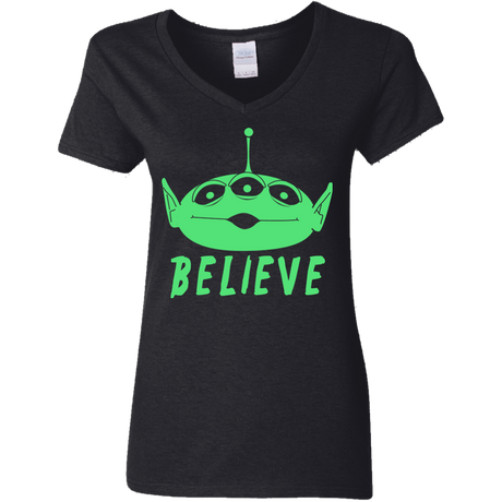 T-Shirts Black / S Believe Women's V-Neck T-Shirt