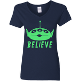 T-Shirts Navy / S Believe Women's V-Neck T-Shirt