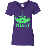 T-Shirts Purple / S Believe Women's V-Neck T-Shirt