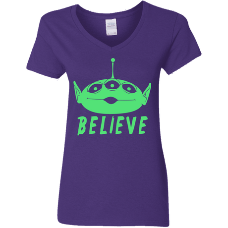 T-Shirts Purple / S Believe Women's V-Neck T-Shirt