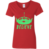 T-Shirts Red / S Believe Women's V-Neck T-Shirt