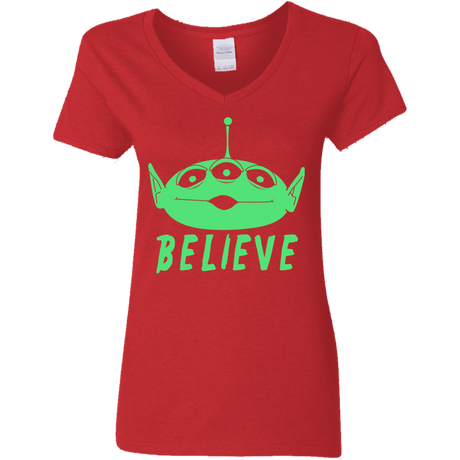 T-Shirts Red / S Believe Women's V-Neck T-Shirt