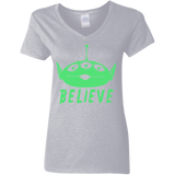 T-Shirts Sport Grey / S Believe Women's V-Neck T-Shirt