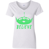 T-Shirts White / S Believe Women's V-Neck T-Shirt