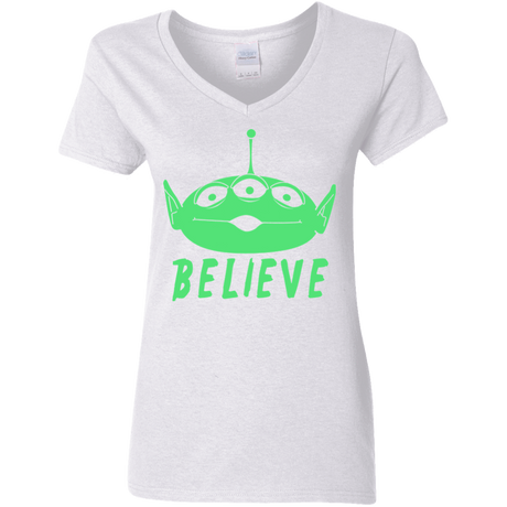 T-Shirts White / S Believe Women's V-Neck T-Shirt