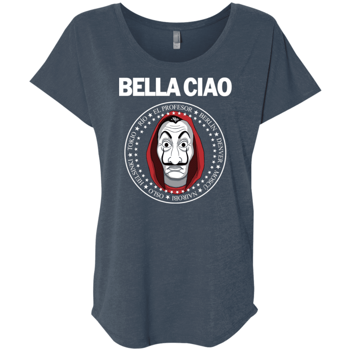 T-Shirts Indigo / X-Small Bella Ciao Triblend Dolman Sleeve