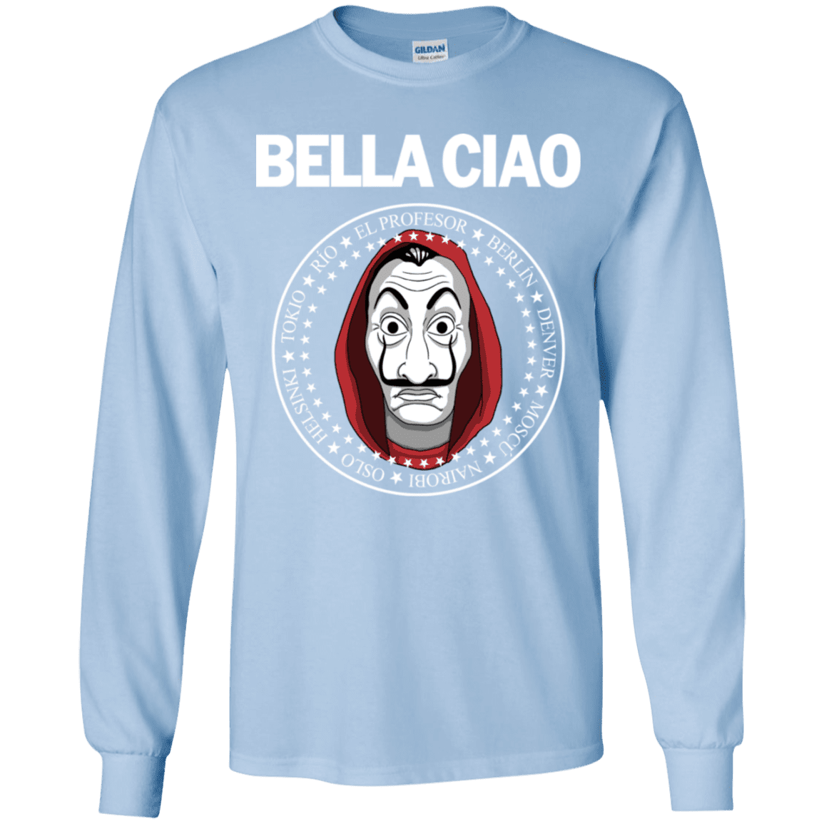 T-Shirts Light Blue / YS Bella Ciao Youth Long Sleeve T-Shirt