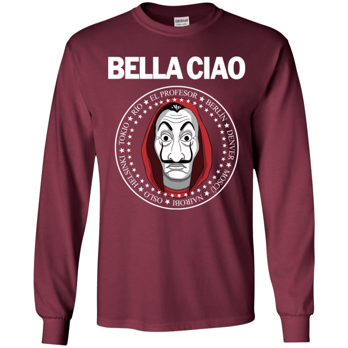 T-Shirts Maroon / YS Bella Ciao Youth Long Sleeve T-Shirt