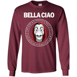 T-Shirts Maroon / YS Bella Ciao Youth Long Sleeve T-Shirt