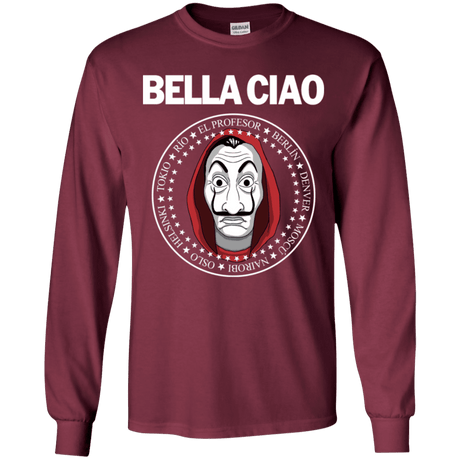 T-Shirts Maroon / YS Bella Ciao Youth Long Sleeve T-Shirt