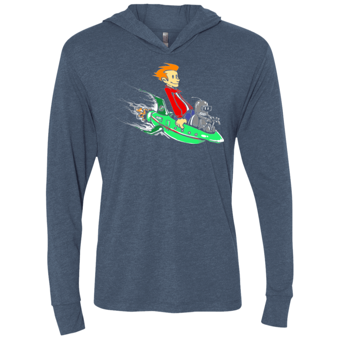 T-Shirts Indigo / X-Small Bender and Fry Triblend Long Sleeve Hoodie Tee