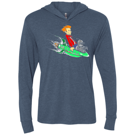 T-Shirts Indigo / X-Small Bender and Fry Triblend Long Sleeve Hoodie Tee