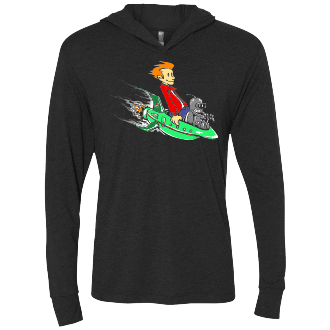 T-Shirts Vintage Black / X-Small Bender and Fry Triblend Long Sleeve Hoodie Tee