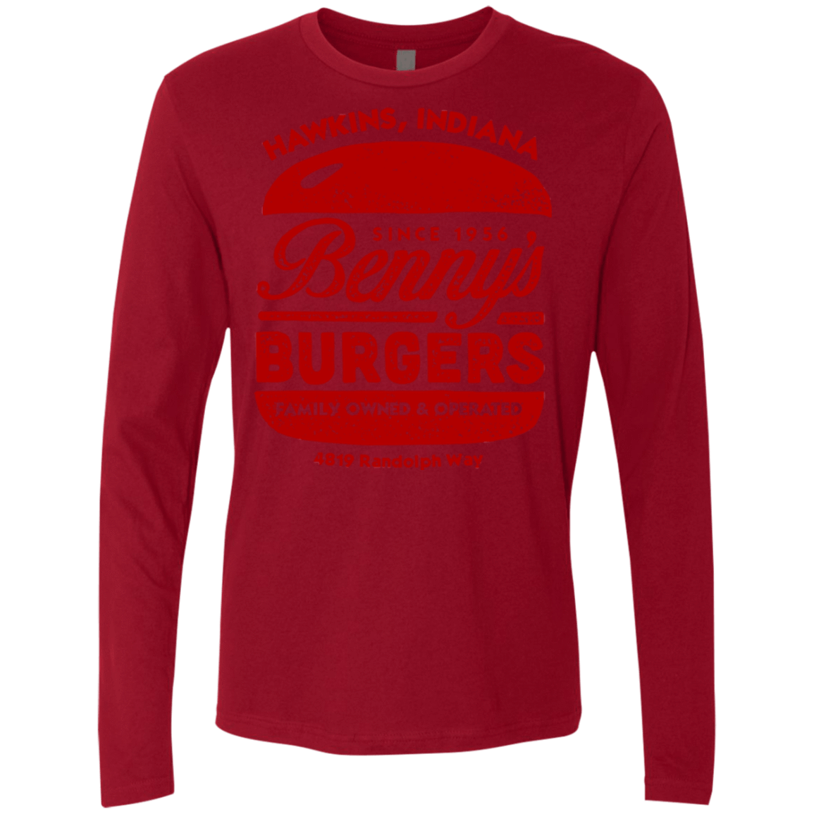 T-Shirts Cardinal / Small Benny's Burgers Men's Premium Long Sleeve