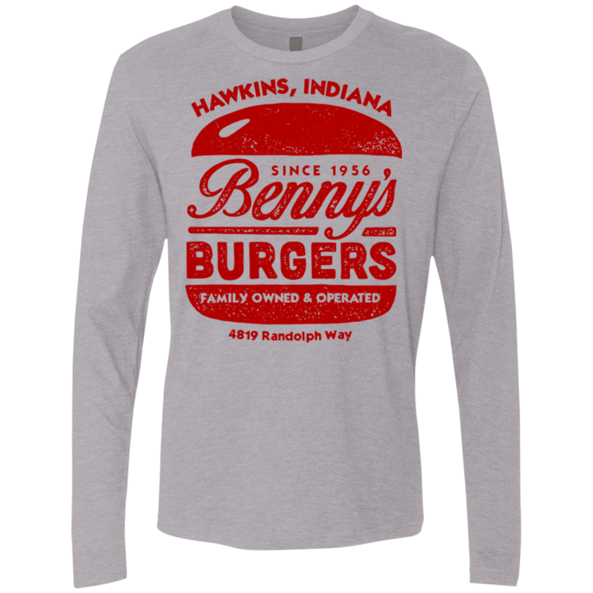 T-Shirts Heather Grey / Small Benny's Burgers Men's Premium Long Sleeve