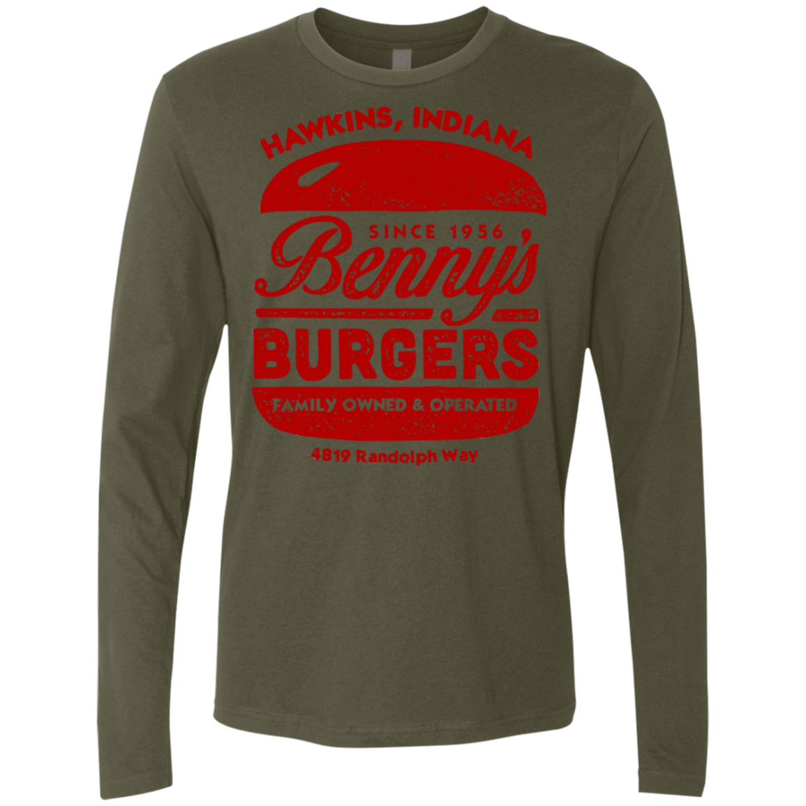 T-Shirts Military Green / Small Benny's Burgers Men's Premium Long Sleeve