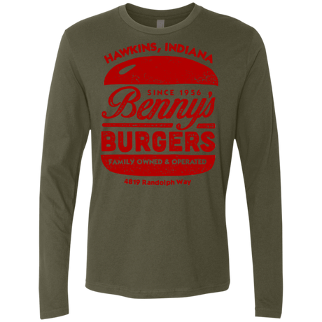 T-Shirts Military Green / Small Benny's Burgers Men's Premium Long Sleeve