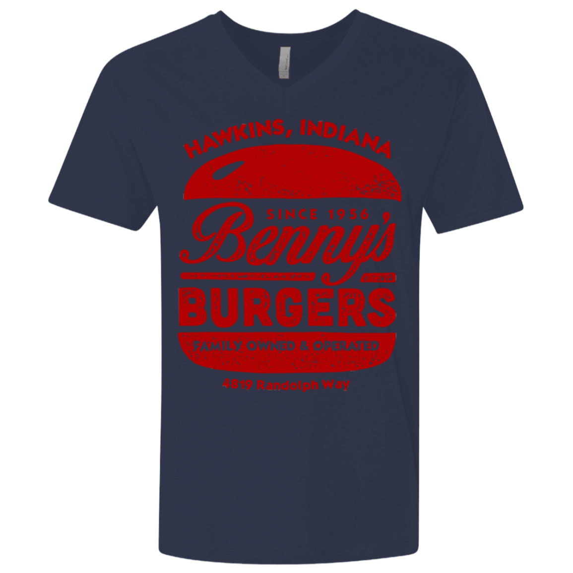 T-Shirts Midnight Navy / X-Small Benny's Burgers Men's Premium V-Neck