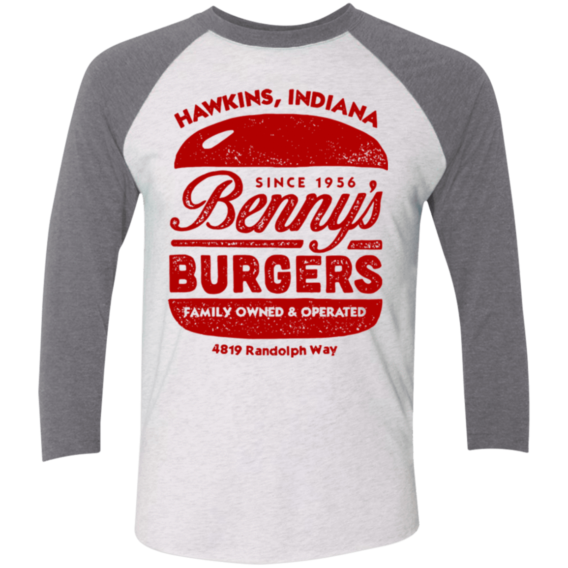 T-Shirts Heather White/Premium Heather / X-Small Benny's Burgers Triblend 3/4 Sleeve
