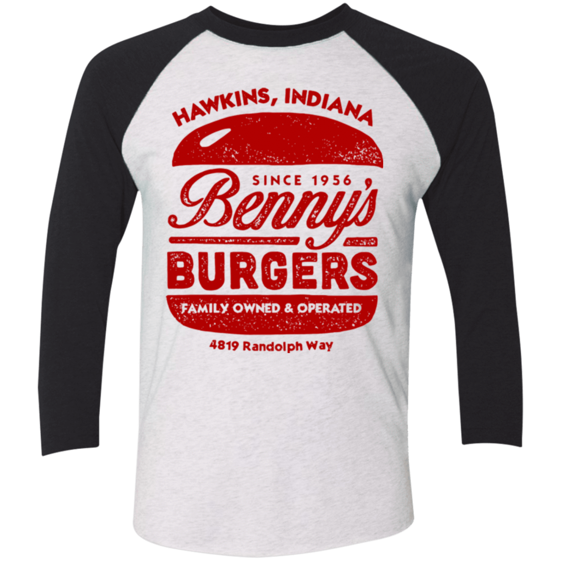 T-Shirts Heather White/Vintage Black / X-Small Benny's Burgers Triblend 3/4 Sleeve