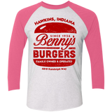 T-Shirts Heather White/Vintage Pink / X-Small Benny's Burgers Triblend 3/4 Sleeve