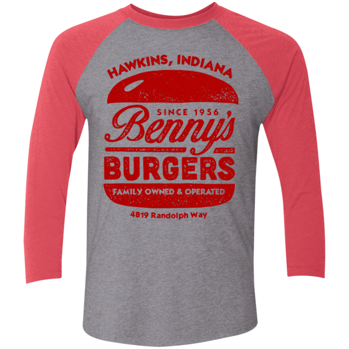 T-Shirts Premium Heather/ Vintage Red / X-Small Benny's Burgers Triblend 3/4 Sleeve