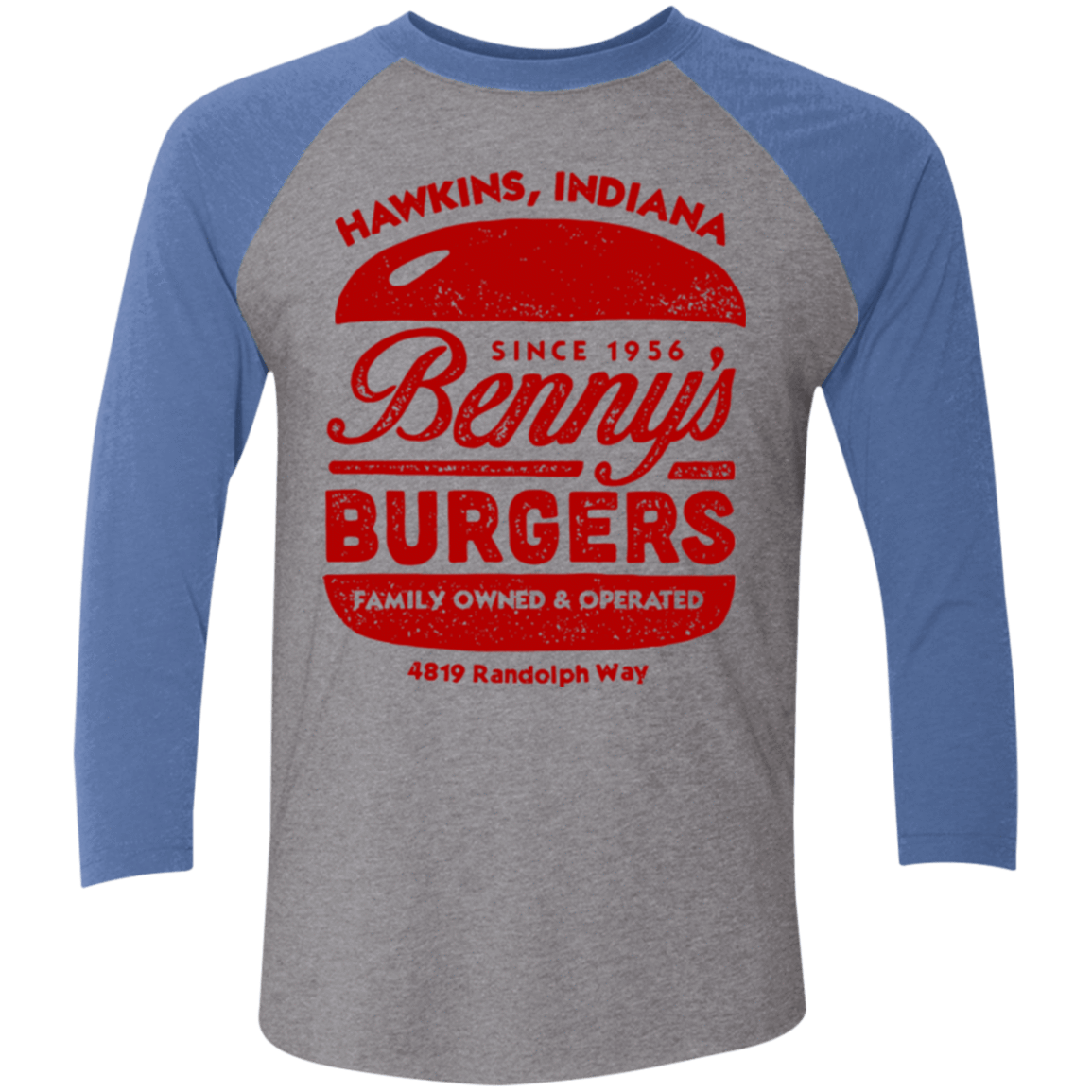 T-Shirts Premium Heather/ Vintage Royal / X-Small Benny's Burgers Triblend 3/4 Sleeve
