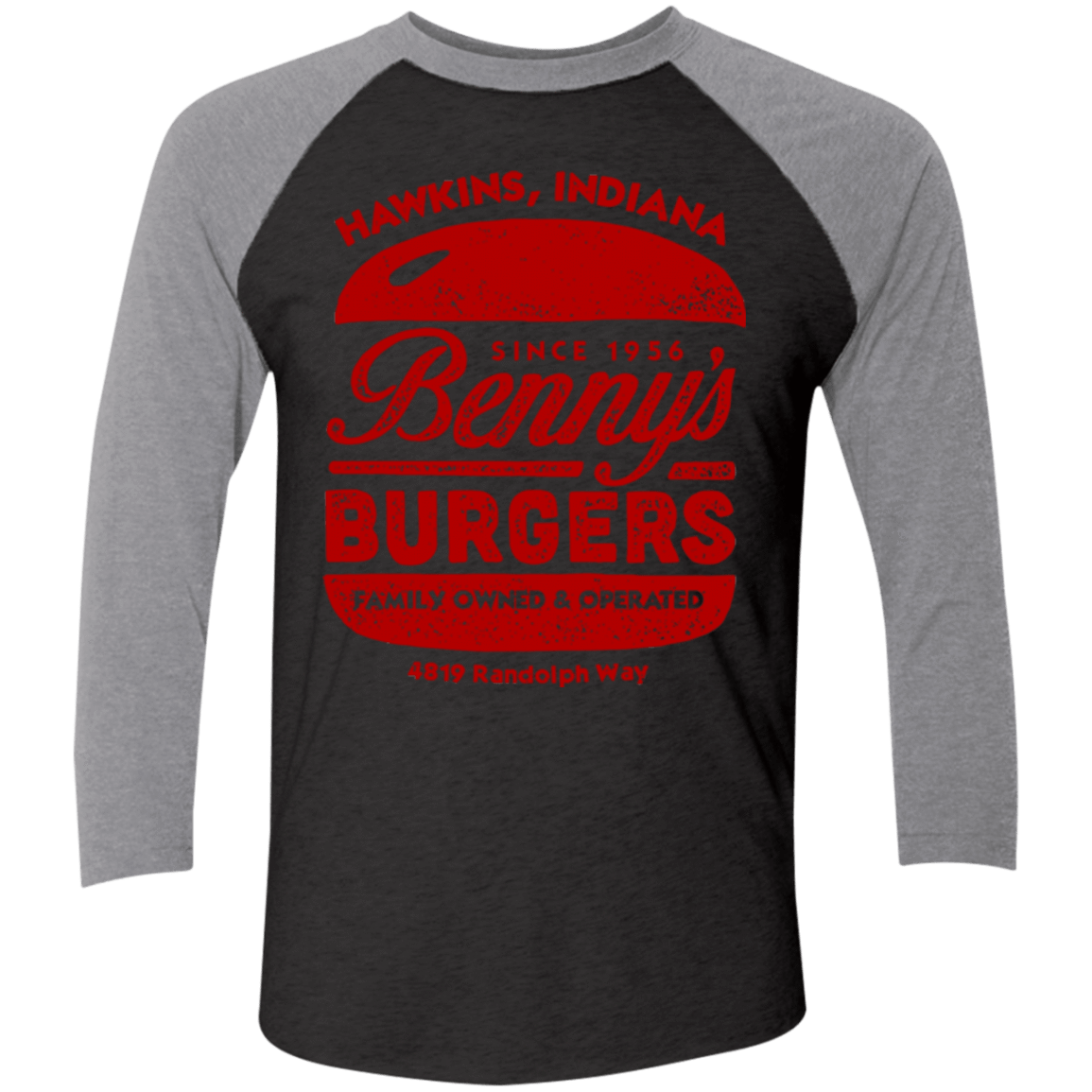 T-Shirts Vintage Black/Premium Heather / X-Small Benny's Burgers Triblend 3/4 Sleeve