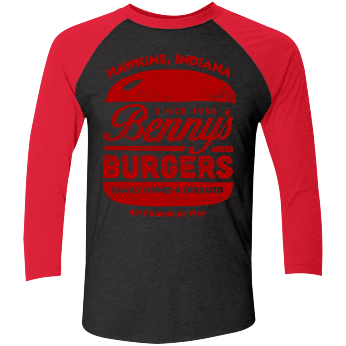 T-Shirts Vintage Black/Vintage Red / X-Small Benny's Burgers Triblend 3/4 Sleeve