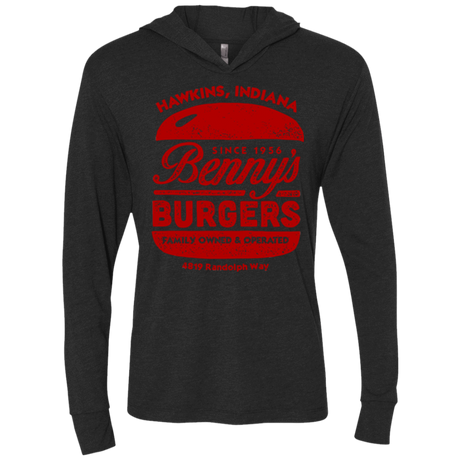 T-Shirts Vintage Black / X-Small Benny's Burgers Triblend Long Sleeve Hoodie Tee