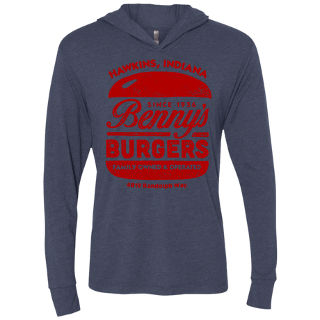 T-Shirts Vintage Navy / X-Small Benny's Burgers Triblend Long Sleeve Hoodie Tee