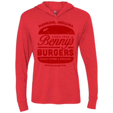 T-Shirts Vintage Red / X-Small Benny's Burgers Triblend Long Sleeve Hoodie Tee