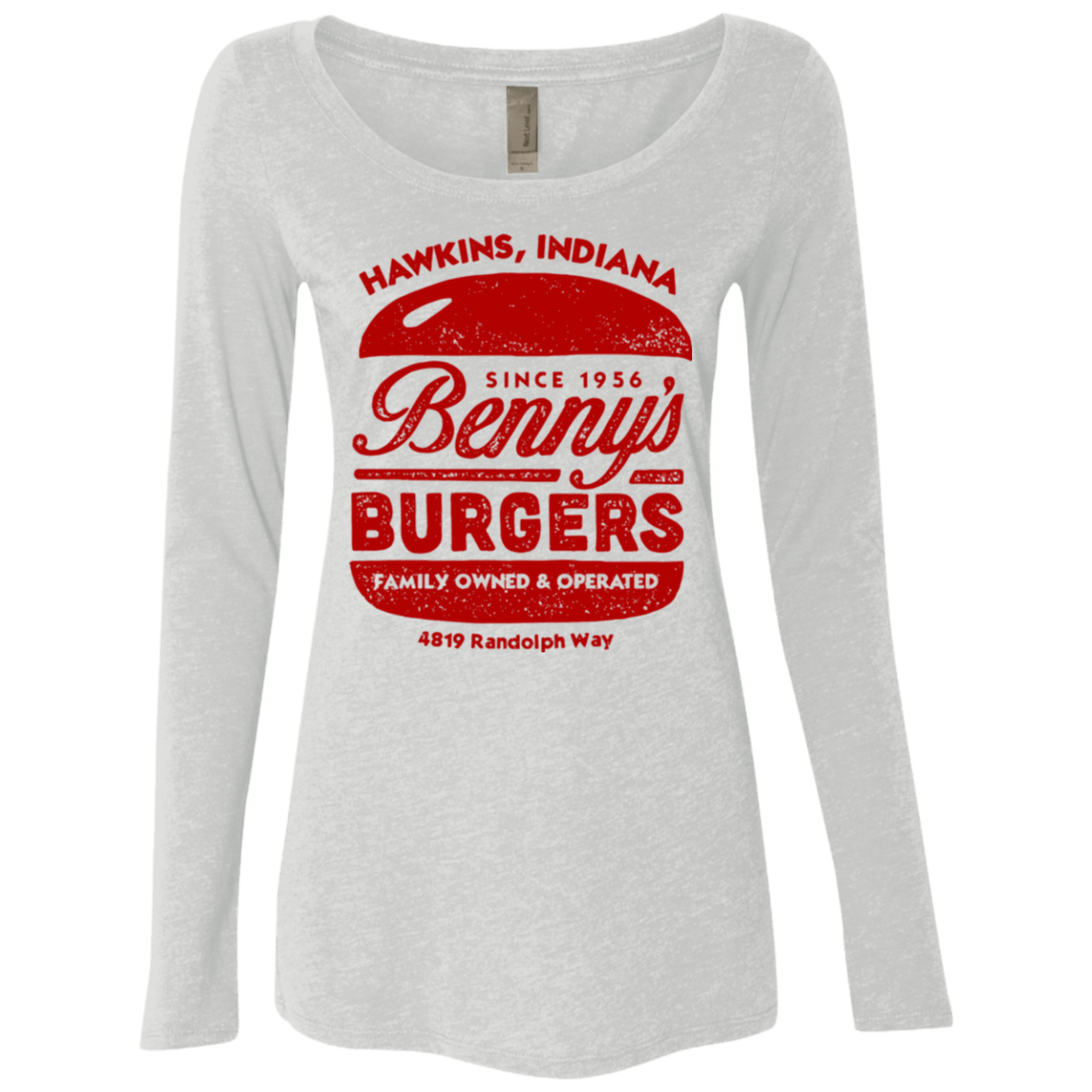 T-Shirts Heather White / Small Benny's Burgers Women's Triblend Long Sleeve Shirt