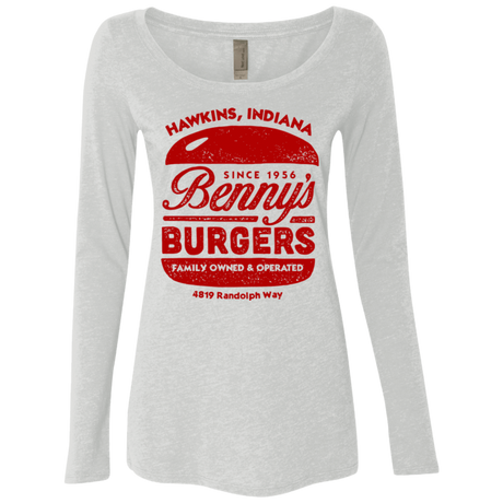 T-Shirts Heather White / Small Benny's Burgers Women's Triblend Long Sleeve Shirt