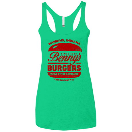 T-Shirts Envy / X-Small Benny's Burgers Women's Triblend Racerback Tank