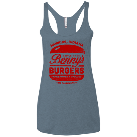 T-Shirts Indigo / X-Small Benny's Burgers Women's Triblend Racerback Tank