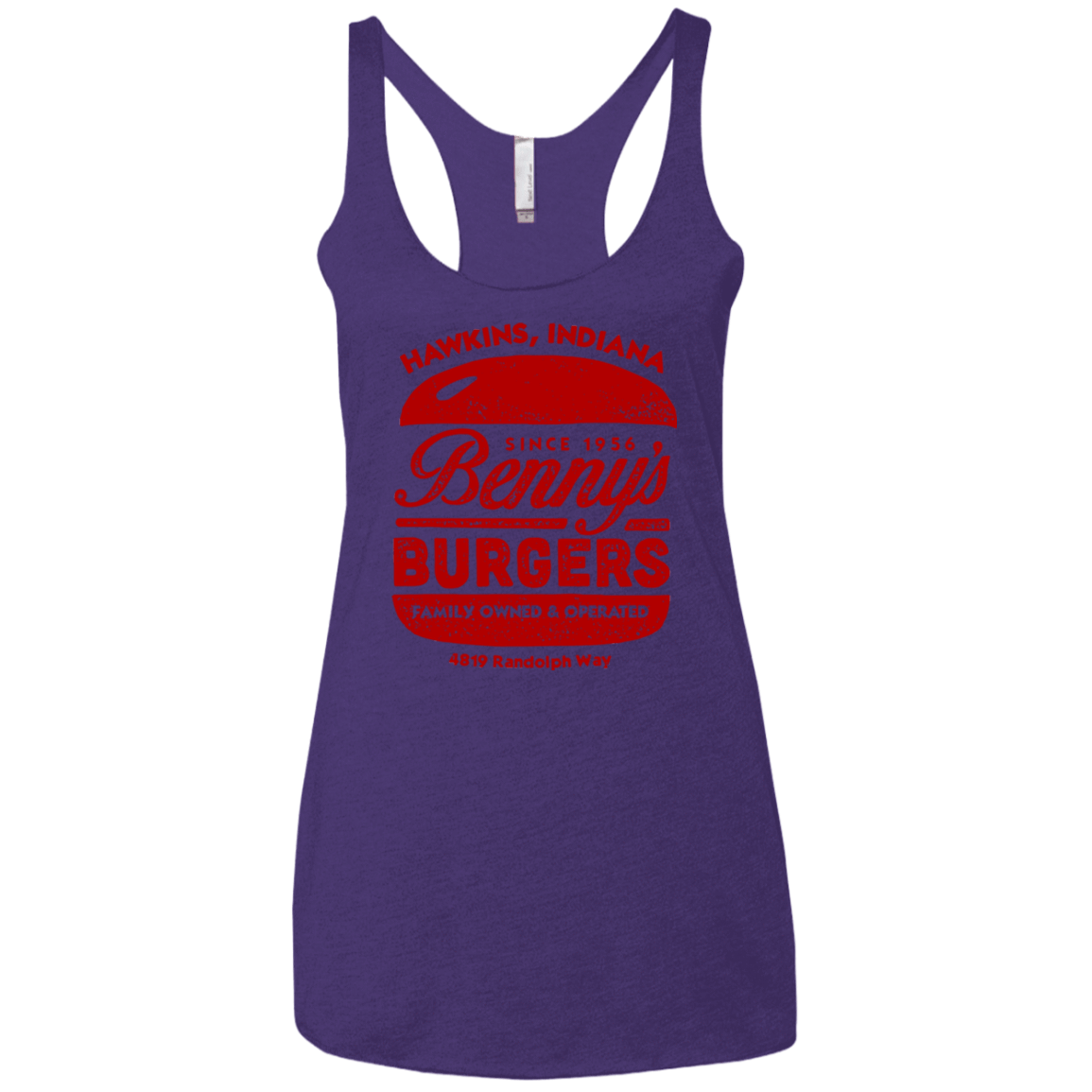 T-Shirts Purple / X-Small Benny's Burgers Women's Triblend Racerback Tank