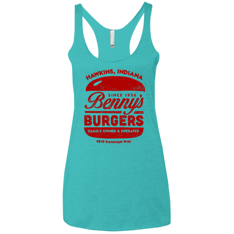 T-Shirts Tahiti Blue / X-Small Benny's Burgers Women's Triblend Racerback Tank