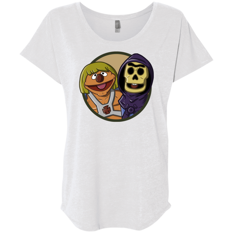 T-Shirts Heather White / X-Small Bert and Ernie Triblend Dolman Sleeve